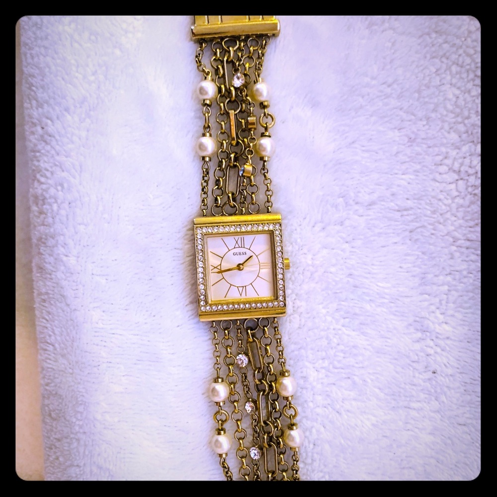 Guess watch gold with pearls